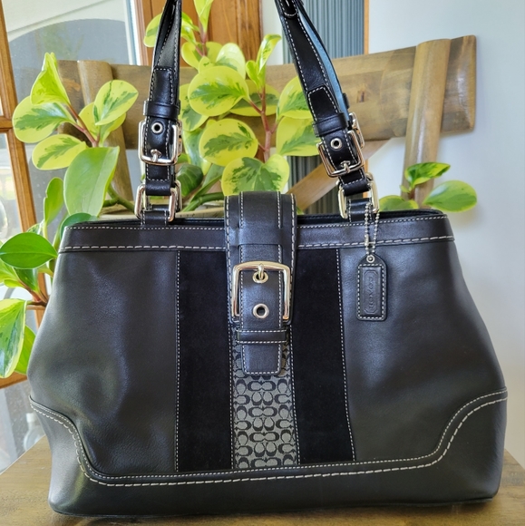 Coach Hampton Black Leather Sachel - Picture 1 of 11